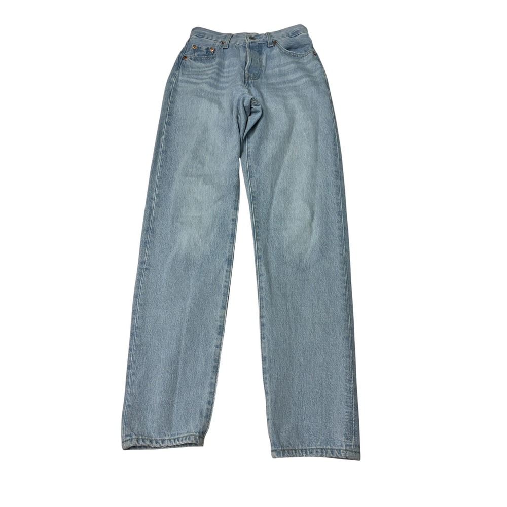 Levis Premium Big E 501 81 High Rise Straight Leg Jeans Light Wash Women W23 L31